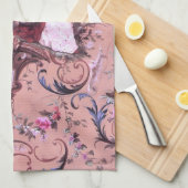 Franse Roze Toile Victoriaans stijl Bloemen Theedoek (Quarter Fold)