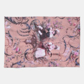 Franse Roze Toile Victoriaans stijl Bloemen Theedoek (Horizontaal)