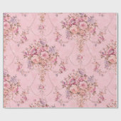 Franse Roze Victoriaans Stijl Bloemen Decoupage Cadeaupapier (Vlak)