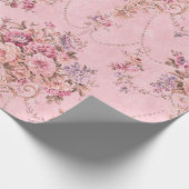 Franse Roze Victoriaans Stijl Bloemen Decoupage Cadeaupapier (Hoek)