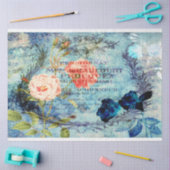 Franse Rozen Blauwe Ontvangpagina Tissuepapier (Craft)