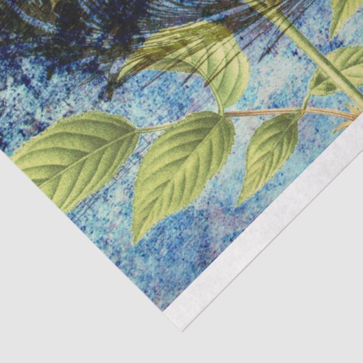  Franse Rozen Blauwe Ontvangpagina Tissuepapier (Detail)