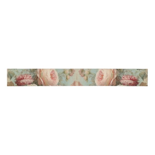  Franse Rozen Bloemblauw n Roze Decoupage Grosgrain Lint (Voorkant)