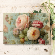Franse  Rozen Bloemblauw n Roze Decoupage