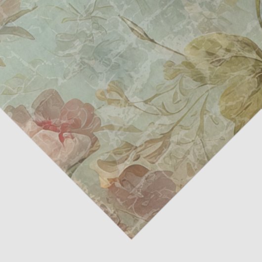 Franse  Rozen Bloemblauw n Roze Decoupage Tissuepapier (Detail)