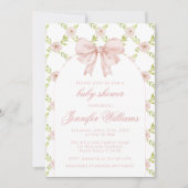 Franse Rozen Bow Lente Baby Meisje Douche Kaart (Voorkant)