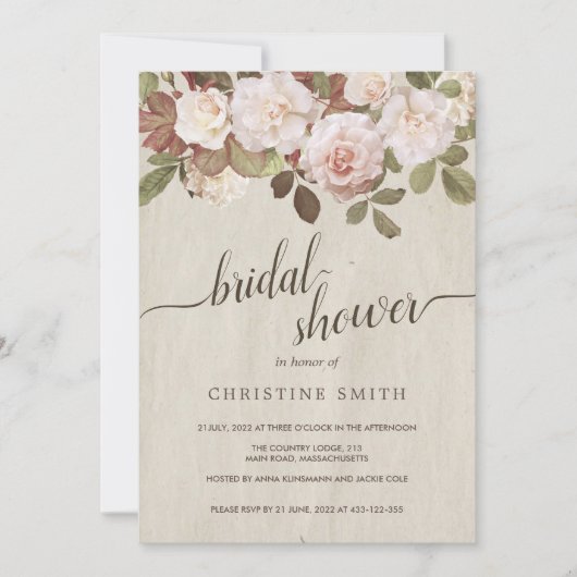 -Franse Rozen Bridal Shower Kaart (Voorkant)