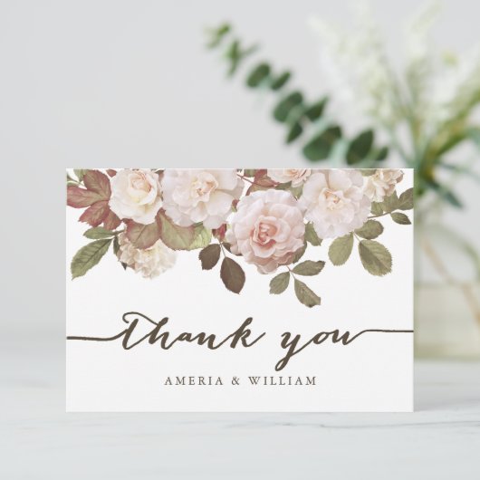 Franse Rozen bruiloft Hartelijk dank Bedankkaart (Staand voorkant)
