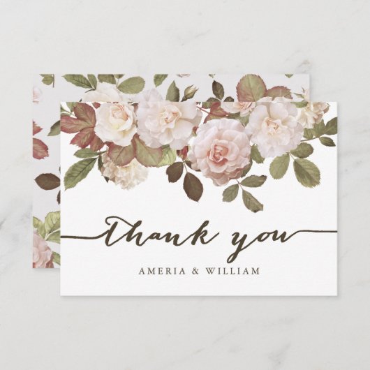 Franse Rozen bruiloft Hartelijk dank Bedankkaart (Voorkant / Achterkant)
