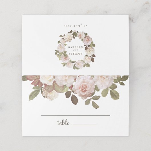  Franse Rozen bruiloft Plaatskaartje (Buitenkant ongevouwen)