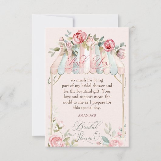 Franse Rozen Bruiloftswaterverf Bedankkaart (Voorkant)