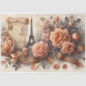 Franse Rozen Eiffeltoren Romance Decoupage Tissuepapier (Voorkant)