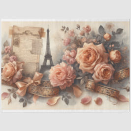 Franse Rozen Eiffeltoren Romance Decoupage Tissuepapier