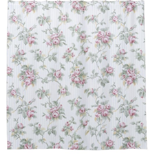 Franse Rozen en stripes Douchegordijn (Voorkant)