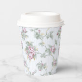  Franse Rozen en stripes Papieren Bekers (Voorkant)