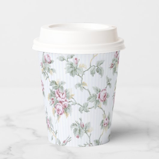  Franse Rozen en stripes Papieren Bekers (Voorkant)