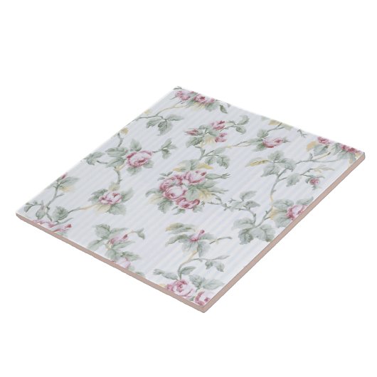 Franse Rozen en stripes Tegeltje (Zijkant)