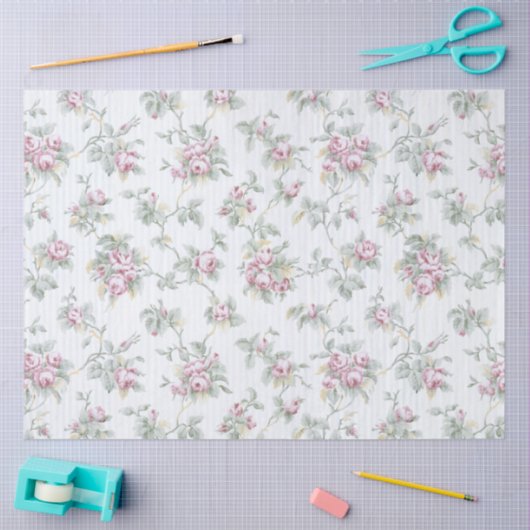 Franse Rozen en stripes Tissuepapier (Craft)