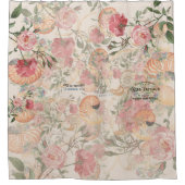 Franse Rozen Ephemera Seashells Shower Curtain Douchegordijn (Voorkant)