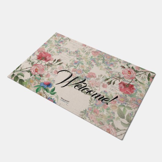 Franse Rozen Floral Welcome Doormat Deurmat (Schuin)