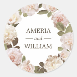  Franse Rozen Floral Wreator Round Sticker