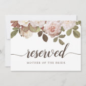 Franse Rozen "Gereserveerd" bruiloft Kaart (Voorkant)