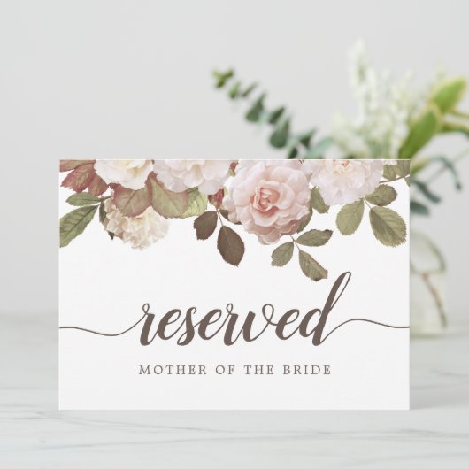 Franse Rozen "Gereserveerd" bruiloft Kaart (Staand voorkant)