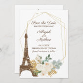 franse Rozen olifantenweddenschap bewaren de datum Save The Date (Voorkant / Achterkant)