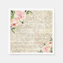 Franse Rozen Roze Bloemen Oude letter