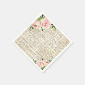  Franse Rozen Roze Bloemen Oude letter Servet (Hoek)