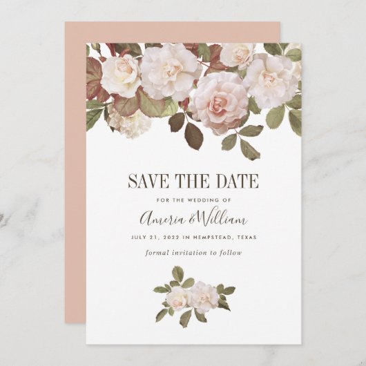  Franse Rozen sparen de Datum Kaart (Voorkant / Achterkant)