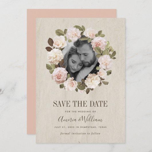  Franse Rozen sparen de Datum Kaart (Voorkant / Achterkant)