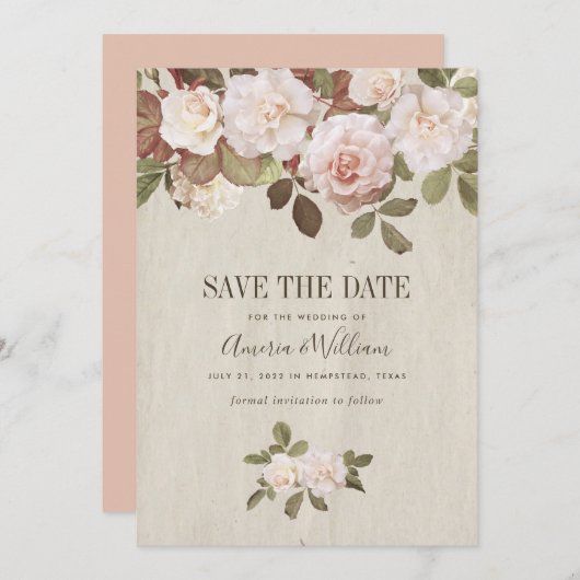  Franse Rozen sparen de Datum Kaart (Voorkant / Achterkant)