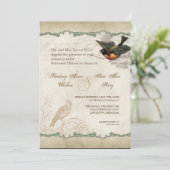 Franse Rozen Tortelduifjes Swirl  Lace - Aqua Kaart (Staand voorkant)