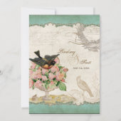 Franse Rozen Tortelduifjes Swirl  Lace - Aqua Kaart (Achterkant)