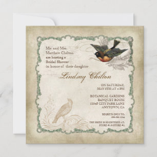 Franse Rozen Tortelduifjes Swirl  Lace - Aqua Kaart