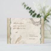 Franse Rozen Tortelduifjes Swirl Lace - Aqua RSVP Kaartje (Staand voorkant)