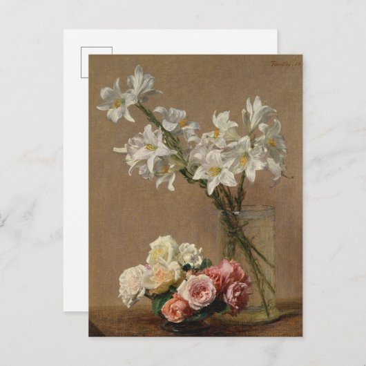 Franse Rozen voor het schilderen en gelilies Briefkaart (Voorkant / Achterkant)