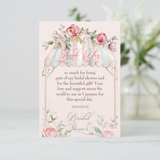 Franse Rozen Vrijgezellenfeest Waterverf Bedankkaart (Staand voorkant)