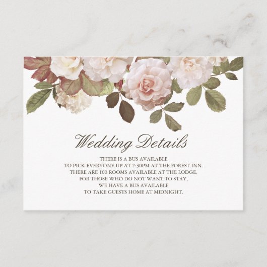  Franse Rozen Wedding Details Kaart (Voorkant)