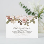  Franse Rozen Wedding Details Kaart (Staand voorkant)