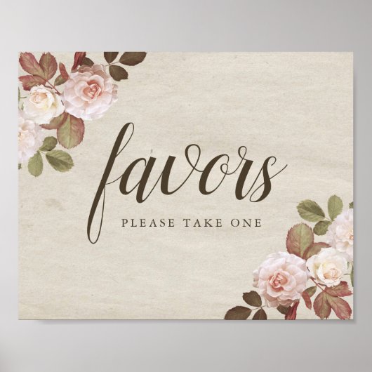  Franse Rozen Wedding Favor Sign Poster (Voorkant)