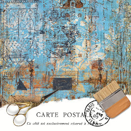  Franse Rustiek Blauw Bruin Bloemen Decoupage Tissuepapier