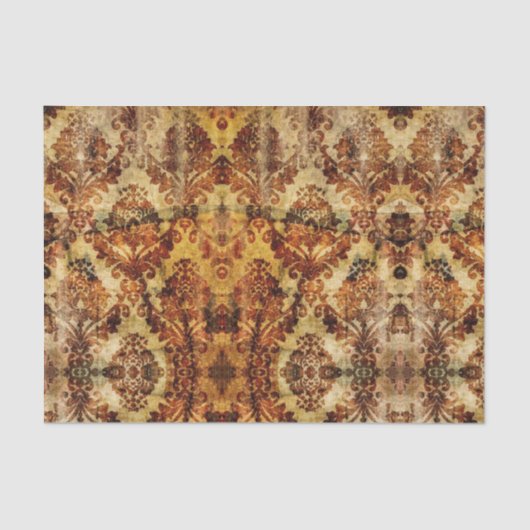 Franse rustieke herfst Herfst bruin Damask Tissuepapier (Voorkant)