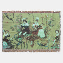 Franse Sage Green Toile Victoriaans Bloemen