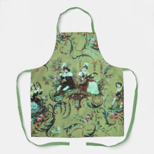  Franse Sage Green Toile Victoriaans Bloemen Schort