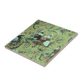  Franse Sage Green Toile Victoriaans Bloemen Tegeltje (Zijkant)