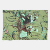  Franse Sage Green Toile Victoriaans Bloemen Theedoek (Horizontaal)