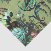 Franse Sage Green Toile Victoriaans Stijl Decoupag Tissuepapier (Detail)