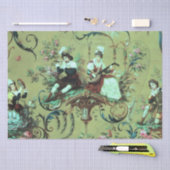 Franse Sage Green Toile Victoriaans Stijl Decoupag Tissuepapier (Craft)